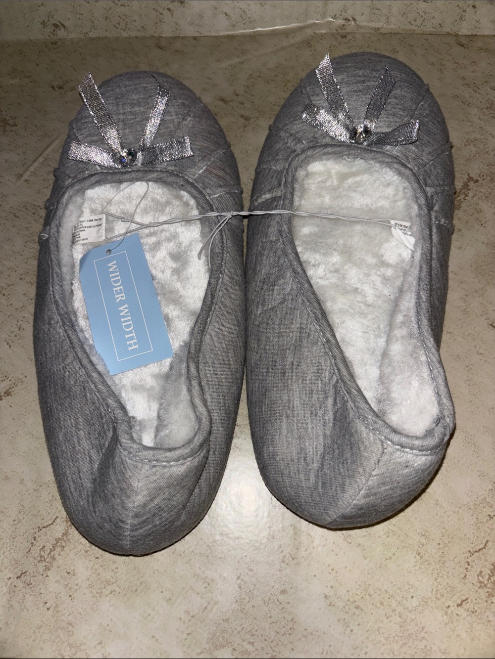 Cozy Gray Quilted Ballet Slipper House Shoes